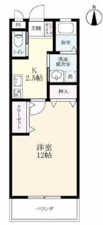 ブルームメゾン南佐賀 A(1K/1階)の間取り写真