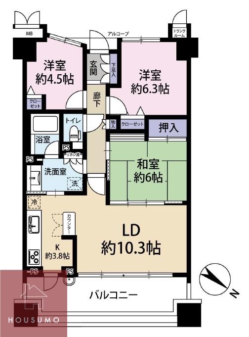 リバーガーデンかしま(3LDK/11階)の間取り写真