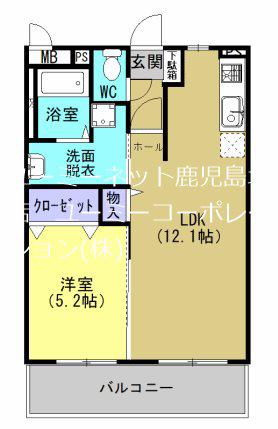 グラン コモード(1LDK/4階)の間取り写真