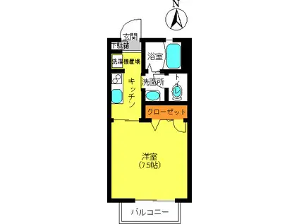 アーバンパレス千早(1K/1階)の間取り写真