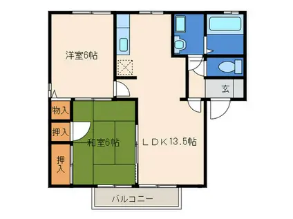 エレガンス(2LDK/1階)の間取り写真