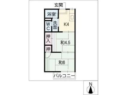 タウニー中須(2K/1階)の間取り写真