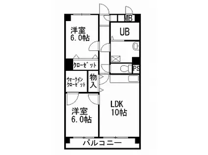 三島ガーデンヒルズ(2LDK/2階)の間取り写真