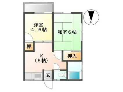 秋本ハイツB(2DK/2階)の間取り写真