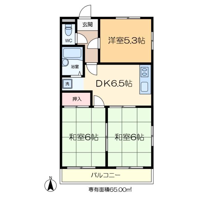 ハイツ峯岸(3DK/3階)の間取り写真