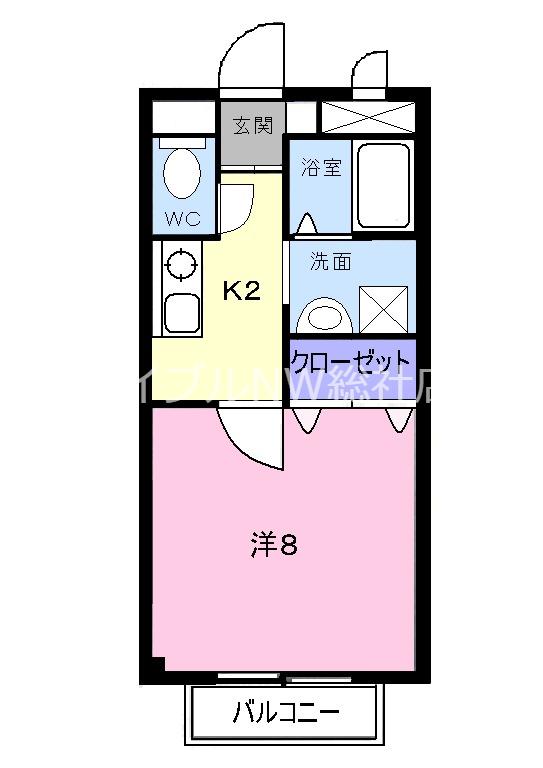 天神ヒルズB(1K/2階)の間取り写真