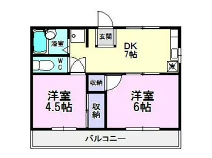 神の倉ハイツI(2DK/2階)の間取り写真