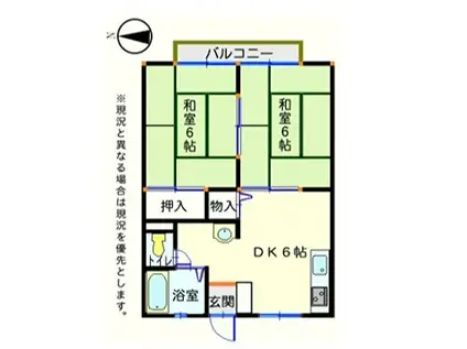 サンシティ北新在家(2DK/2階)の間取り写真