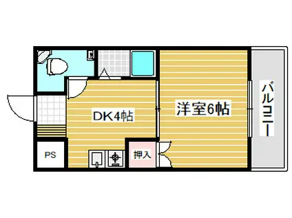 オリエンタル加美(1DK/4階)の間取り写真