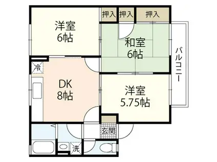セジュール行友I(3DK/2階)の間取り写真