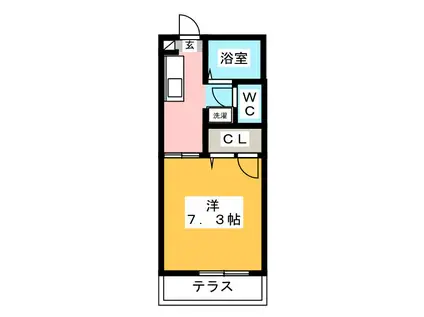 ホープII(1K/1階)の間取り写真