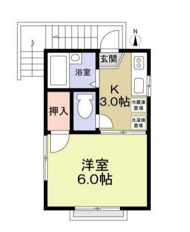 戸塚区平戸3丁目併用(1K/2階)の間取り写真