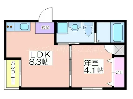 メゾン・オークルI(1LDK/2階)の間取り写真