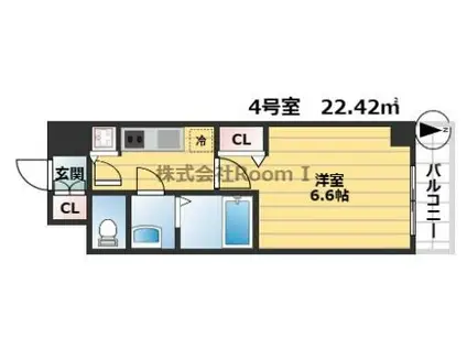 プレサンス心斎橋ブライト(1K/6階)の間取り写真