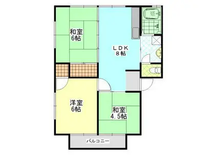 コーポ赤木A(3LDK/1階)の間取り写真