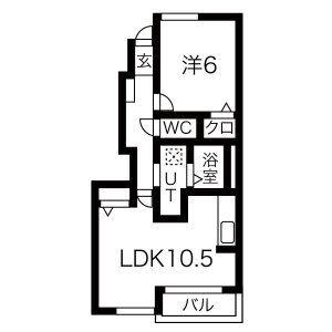 エスポワールI(1LDK/1階)の間取り写真