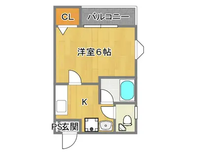 ウエスト・コート(1K/3階)の間取り写真