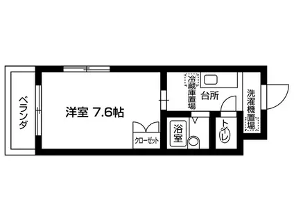 メトロステージS千早(1K/3階)の間取り写真