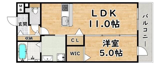 ルアーナ姫島(1LDK/3階)の間取り写真