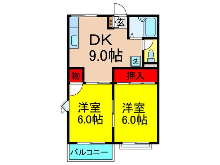 マスコットコーポ(2DK/1階)の間取り写真