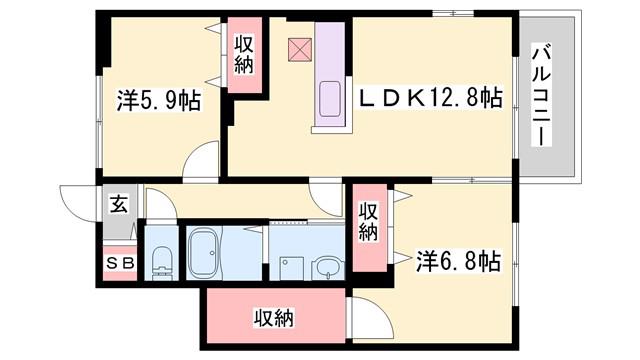 エメラルド雅(2LDK/1階)の間取り写真