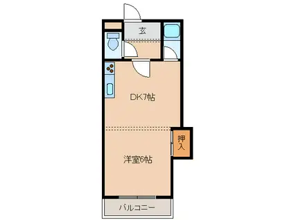 ビバリアI(1DK/3階)の間取り写真