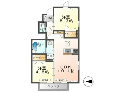 プレジール(2LDK/1階)の間取り写真