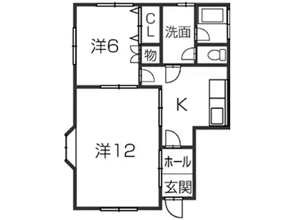 クレシェンテII(2DK/1階)の間取り写真