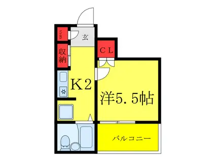 ハイツ・マツセ(1K/2階)の間取り写真