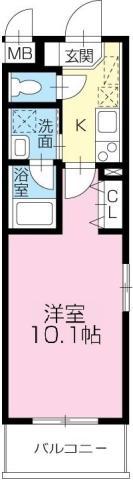 K-クレスト吉野本町(1K/1階)の間取り写真