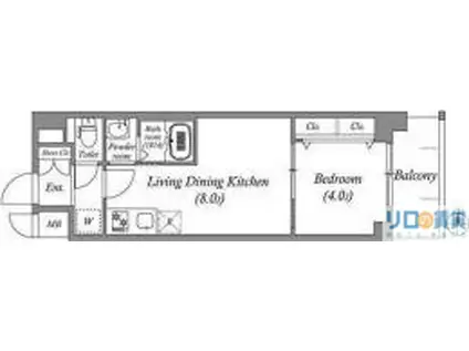ファーストフィオーレ江坂グランディア(1LDK/3階)の間取り写真