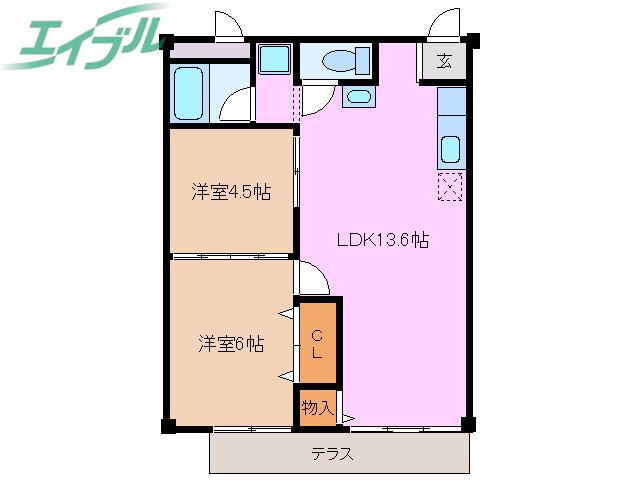 シティハイツ井上(2LDK/1階)の間取り写真