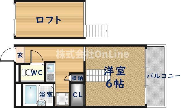 オリオン横枕西(1K/1階)の間取り写真