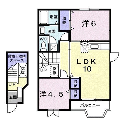 コーポムロバ参番館(2LDK/2階)の間取り写真