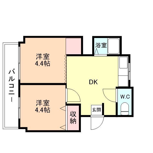 高原コーポ(2DK/3階)の間取り写真