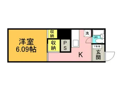 幟町やまとビル(1K/4階)の間取り写真