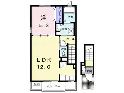 ミュリール(1LDK/2階)の間取り写真