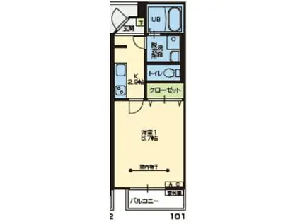 ニュースカイタウンB棟(1K/3階)の間取り写真