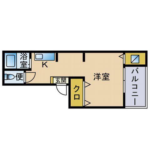 イマージュ姪浜I(ワンルーム/3階)の間取り写真