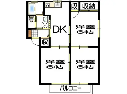 グレイスメゾン高西B(3DK/1階)の間取り写真