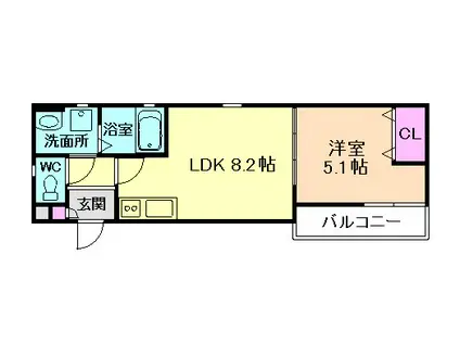 セレニティ加島4丁目A棟(1LDK/1階)の間取り写真