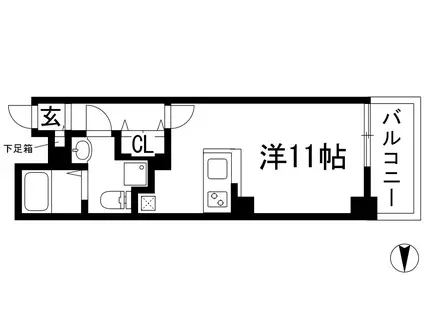 リッツスクエア グランドキューブ(ワンルーム/3階)の間取り写真