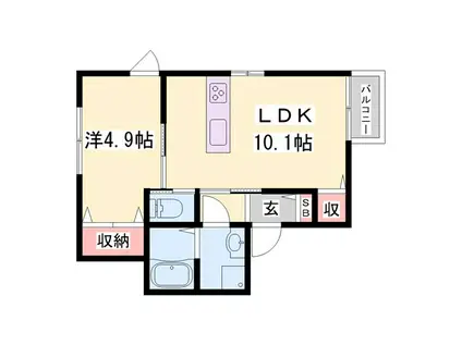 ウエスト大久保II(1LDK/2階)の間取り写真