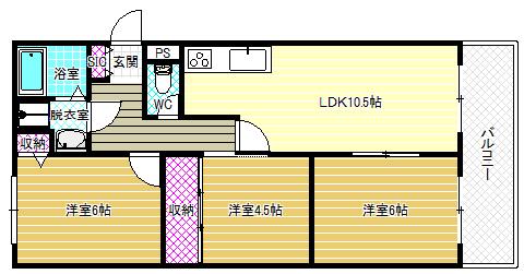 ハイグレード堅下(3LDK/3階)の間取り写真