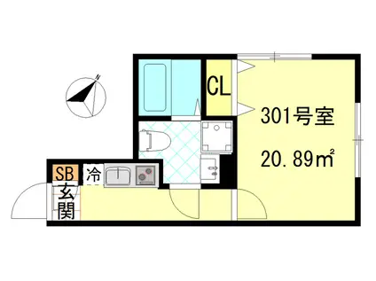 シーエフジオーレ川崎アネックス(1K/3階)の間取り写真