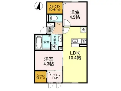 ロイヤルコート紬(2LDK/2階)の間取り写真