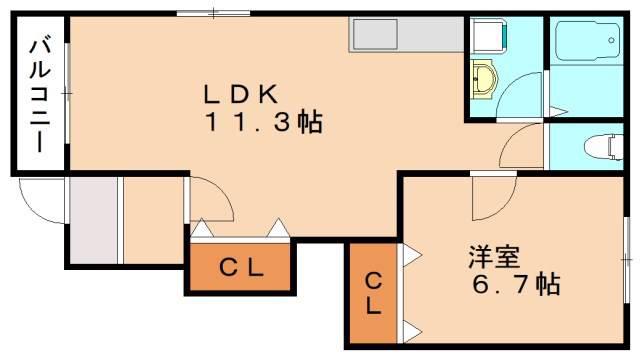 クレストール川島(1LDK/1階)の間取り写真