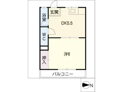 ハイム広路(1DK/2階)の間取り写真