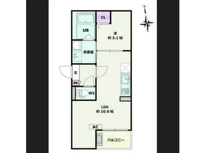 JACK SHIBATAHONDORII(1LDK/1階)の間取り写真