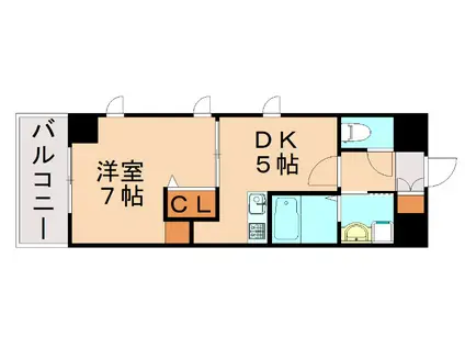 QREST博多東II(1DK/9階)の間取り写真